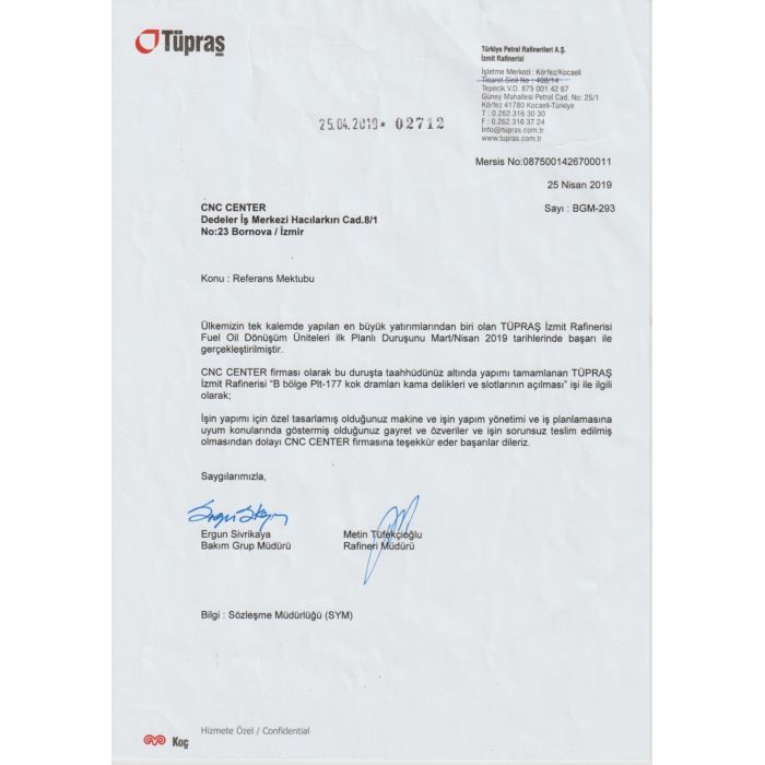 Tüpraş Reference Letter